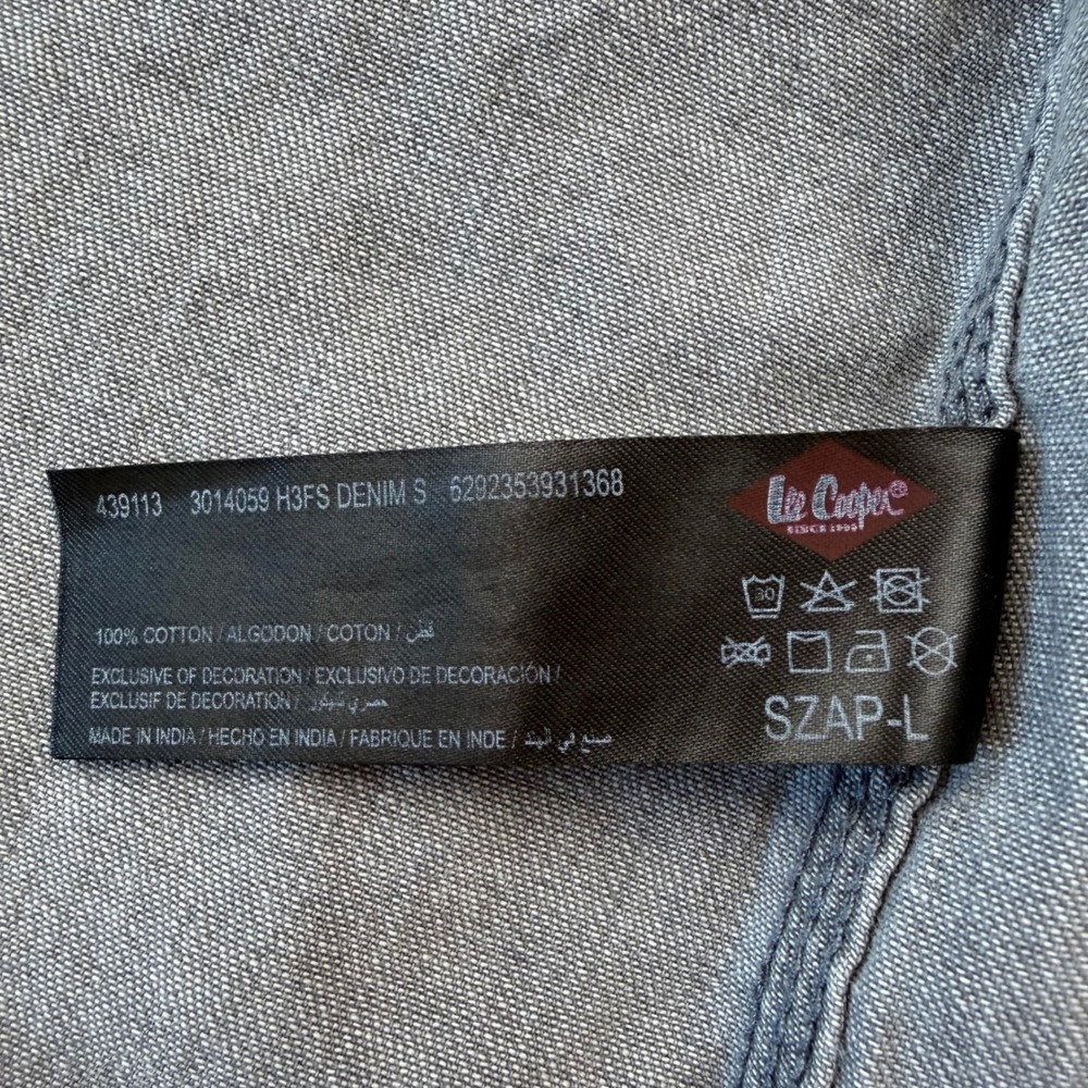 Lee Cooper Western Denim Shirt Grey Pearl Snap Workwear Cowboy Aesthetic Large - Picture 8 of 9